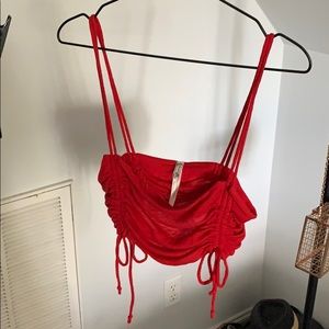 Red Free People drawstring tank